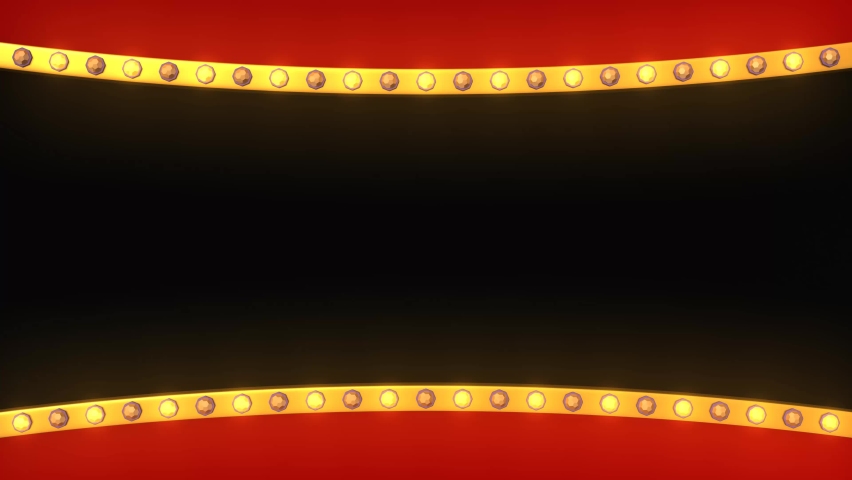 Red frame gold border light retro advertising sign. 3d rendering Royalty-Free Stock Footage #1097011485