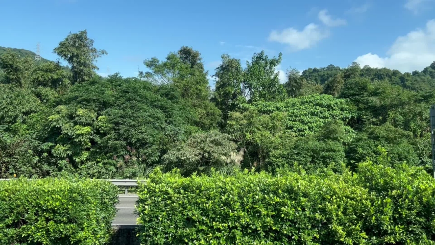 Roadside view while traveling in Taiwan.Side view of the trip.
