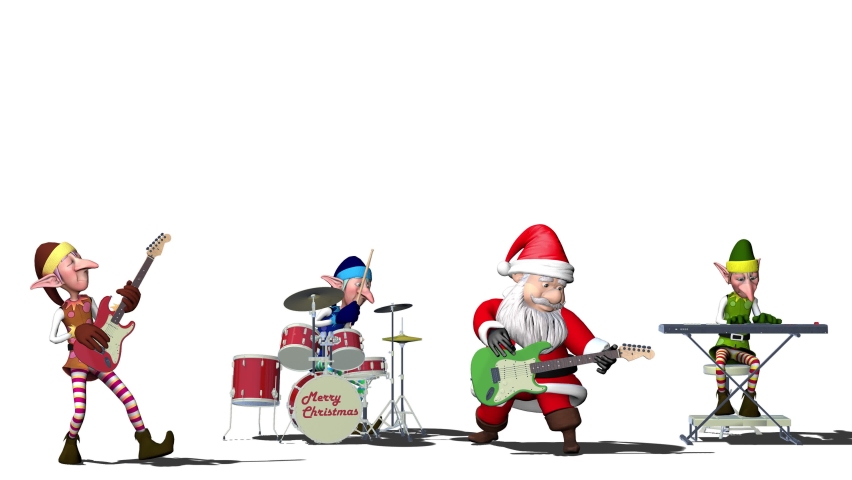 Funny Santa Claus and elfs play musical instruments. The concept of Christmas and New Year. Seamless Loop Christmas animation with alpha channel. Royalty-Free Stock Footage #1097019035