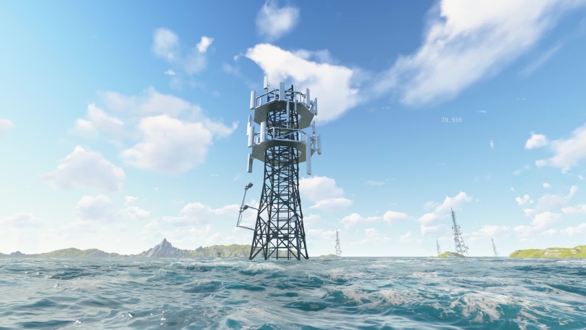 5G network optical cable communication facilities at sea