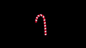 Christmas Candy Cane Lollipop Animation on Black Background