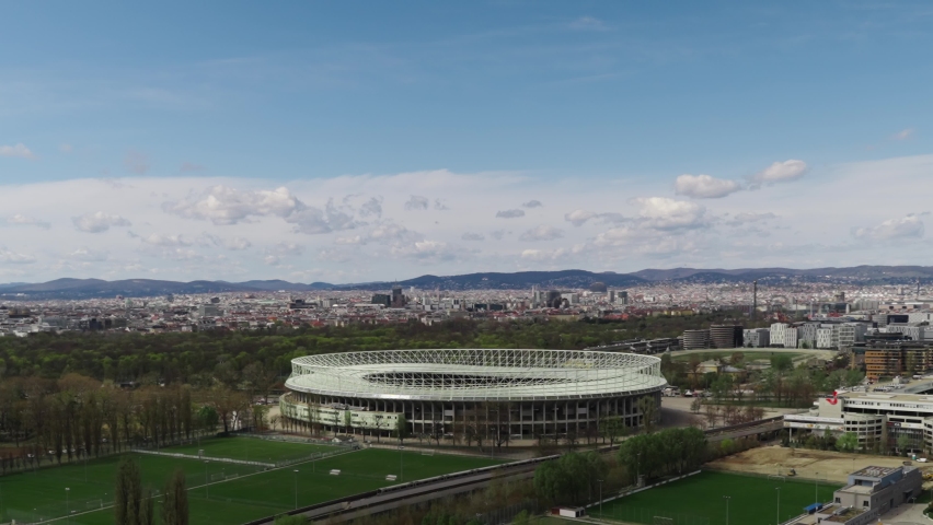 Aerial Time Lapse of Ernst Happel Stadium in Vienna, Austria Royalty-Free Stock Footage #1097033875
