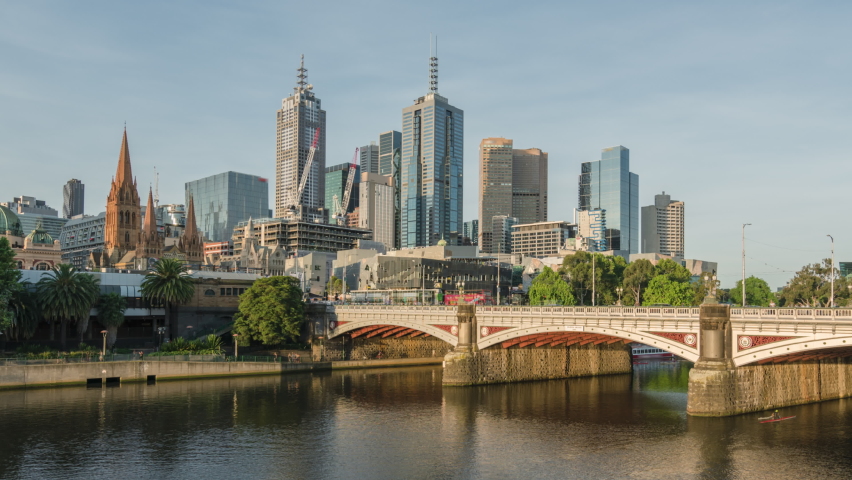 time lapse of sunset, Yarra River, Melbourne, Victoria, Australia	