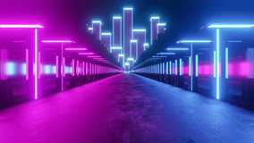 3D Abstract Scene, Futuristic Concept World, Road To The Fantastic Neon City, Extraterrestrial Illumination Cityscape, Sci-fi Skyscrapers. Animation Background. 4K Moving Loop, Cycled Seamless Render - Powered by Shutterstock - Get 15% off with code: PIKWIZARD15