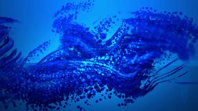 Abstract surreal fractal particles floating deep underwater in seamless 3D video loop. Design visualization motion background.