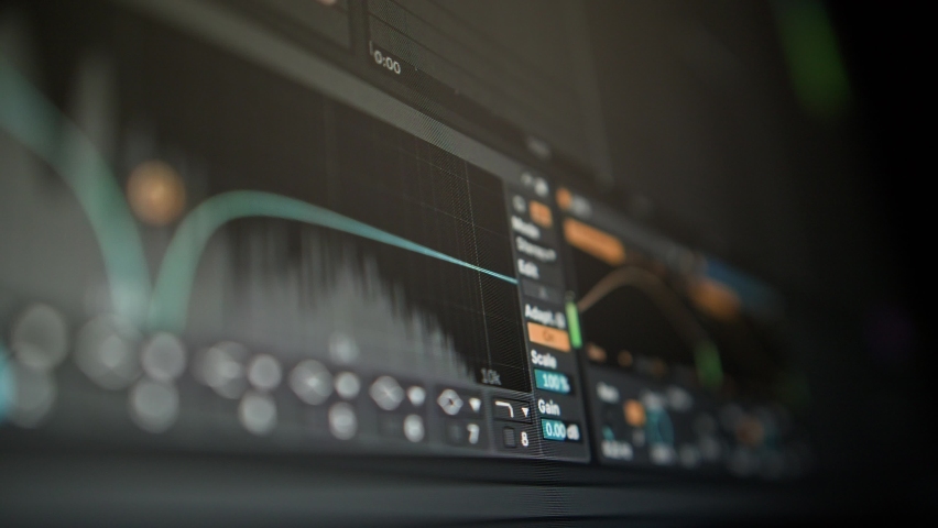 Music sequencer - equalizer at work The process of creating music on computer, screen Royalty-Free Stock Footage #1097065497