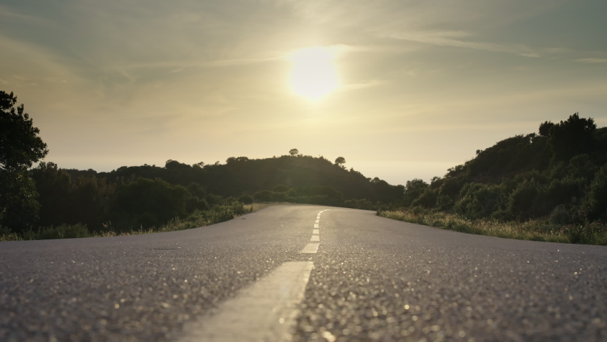 Empty road in Corsica at sunset Royalty-Free Stock Footage #1097075193