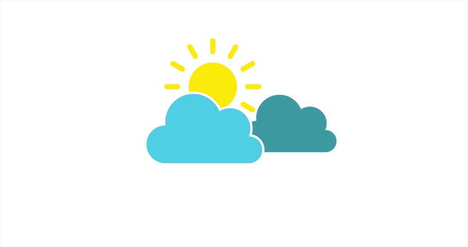 Sunshine and clouds. Animated vector on white background. Weather report video. Seamless weather icon Royalty-Free Stock Footage #1097079147