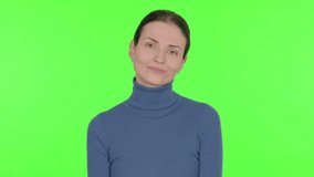 Beautiful Woman Talking on Online Video Call on Green Background 