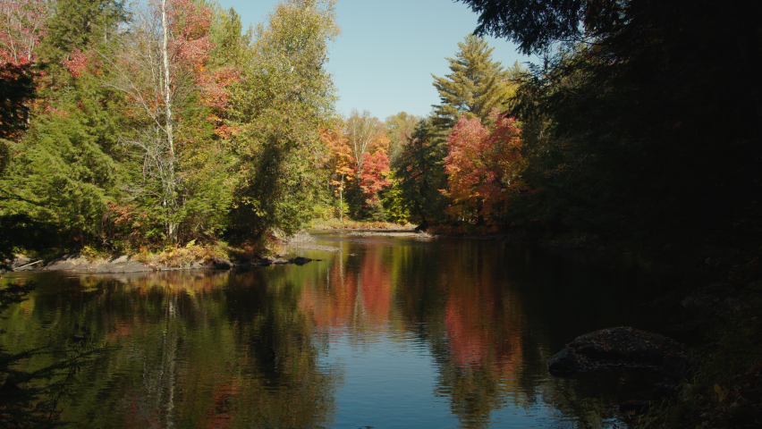 Ragged Falls Provincial Park and The Oxtongue River During Autumn in Canada