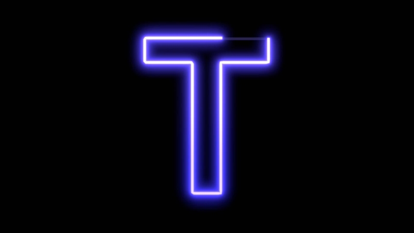 3D Render of Animated Glowig Font - Letter T