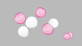 Cute pink and white sweet dumplings in cartoon illustration art design footage video