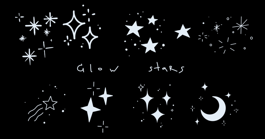 Hand drawn shining stars. Set of animated cartoon white sparkles in doodle style on transparent background. Alpha channel. Looped stickers for videos. A cloud of cosmic shining dust. Royalty-Free Stock Footage #1097111873