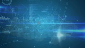 Animation of network of profile icons over 3d city model spinning against blue background. Global networking and business technology concept - Powered by Shutterstock - Get 15% off with code: PIKWIZARD15