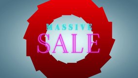 Animation of massive sale text over shapes on green background. Retro, social media and digital interface concept digitally generated video. - Powered by Shutterstock - Get 15% off with code: PIKWIZARD15