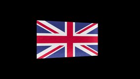 Close-up of United Kingdom's flag isolated by alpha channel ( transparent background ), You can put the background that you see fit for the clip to enhance video presentation or film project