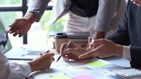 Financial analysis business financial report on digital tablet during discussion at meeting of corporate showing the results of their successful teamwork., business meeting concept, Marketing	 - Powered by Shutterstock - Get 15% off with code: PIKWIZARD15