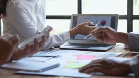 Financial analysis business financial report on digital tablet during discussion at meeting of corporate showing the results of their successful teamwork., business meeting concept, Marketing	 - Powered by Shutterstock - Get 15% off with code: PIKWIZARD15