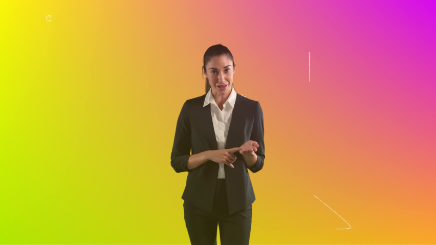 Animation of businesswoman over mathematical data processing. Global business, science, education, connections, computing and data processing concept digitally generated video. - Powered by Shutterstock - Get 15% off with code: PIKWIZARD15