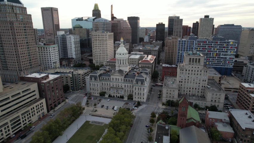 Aerial Video of Baltimore City Hall