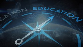 Animation of compass with text over online security padlock. Global online security, education and data processing concept digitally generated video. - Powered by Shutterstock - Get 15% off with code: PIKWIZARD15