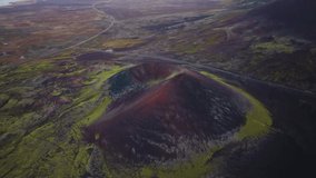 Lava rock formations, Iceland - colorful vulcanic landscape in western Iceland 3 - Drone video 4K colorgraded