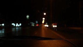 Car driving on night of slow motion video 