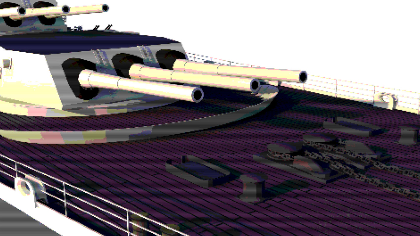 An old warship. 3d animation