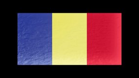 Close-up of Romania's flag isolated by alpha channel ( transparent background ), You can put the background that you see fit for the clip to enhance video presentation or film project