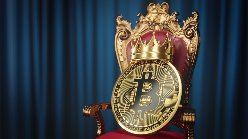 Gold BTC Bitcoin coin with king