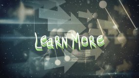 Animation of learn more text over dna helix, arrows moving to right, database and snowfall. Digitally generated, hologram, research, genetic, healthcare, winter and technology concept. - Powered by Shutterstock - Get 15% off with code: PIKWIZARD15