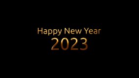 2023 Happy New year text effect Cinematic Title Trailer animation golden color, 2023 new year welcome celebration animation black background. Merry Christmas and Happy New Year 2023. - Powered by Shutterstock - Get 15% off with code: PIKWIZARD15