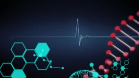 Animation of human brain, scientific data processing with dna strand spinning. Global science, digital interface and data processing concept digitally generated video. - Powered by Shutterstock - Get 15% off with code: PIKWIZARD15