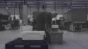 Animation of data processing over warehouse. Global business and digital interface concept digitally generated video.