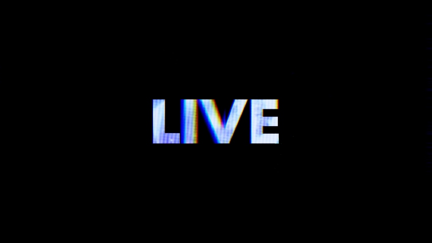 Live motion text with glitch color effect. 4K footage for live streaming videos