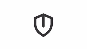 Animated protection line ui icon. No viruses detected. Seamless loop HD video with alpha channel on transparent background. Outline isolated user interface element motion graphic animation