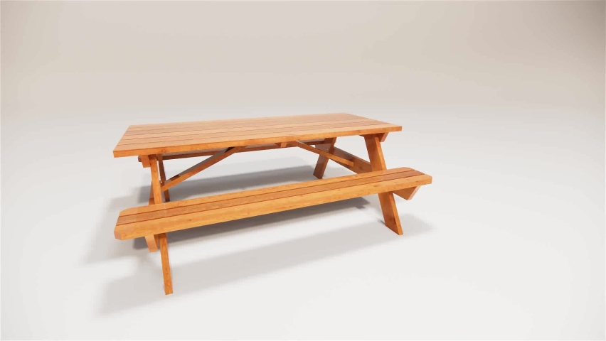 3D animation modern wooden furniture picnic table chairs set | Shutterstock HD Video #1097190293
