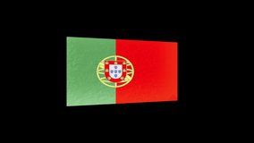 Close-up of Portugal's flag isolated by alpha channel ( transparent background ), You can put the background that you see fit for the clip to enhance video presentation or film project