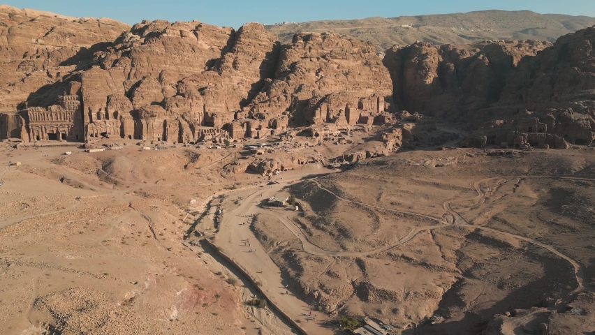 Flight over The Colonnaded Street in Petra, Jordan