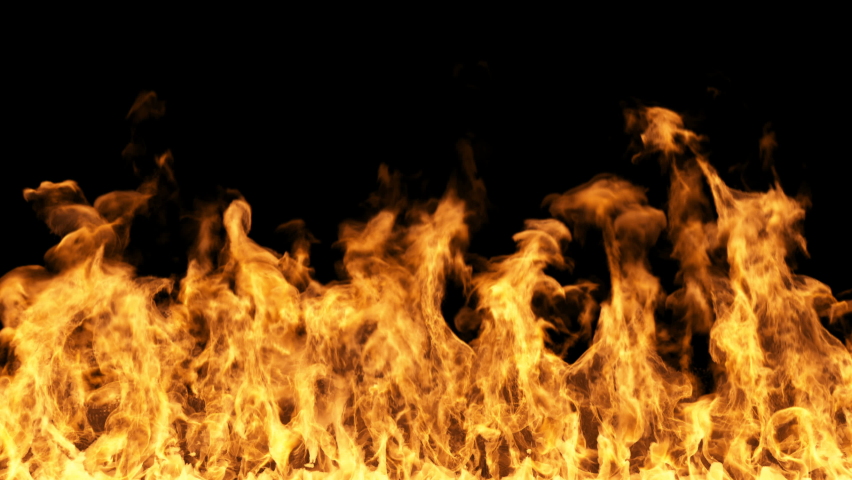 Fire burns on the ground. Can be used as a video texture or background for design projects, scenes, etc. 3D render