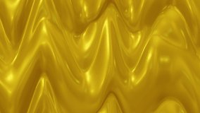 Abstract gold background of cloth texture with liquid wave style. 3d wavy Creamy splash for Silk texture or Satin material. Animation of curvy lines pattern or wallpaper design.