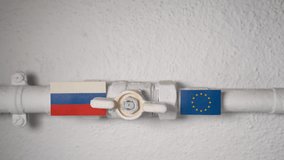 Hand closing a gas valve on a home pipeline symbolizing energy cut-off from Russia to the European Union. - Powered by Shutterstock - Get 15% off with code: PIKWIZARD15