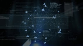 Animation of connected icons forming globe with binary codes and programming language. Digitally generated, hologram, globalization, coding, machine learning and technology concept. - Powered by Shutterstock - Get 15% off with code: PIKWIZARD15