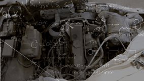 Animation of mathematical equations over caucasian male mechanic in workshop. Global business and digital interface concept digitally generated video. - Powered by Shutterstock - Get 15% off with code: PIKWIZARD15