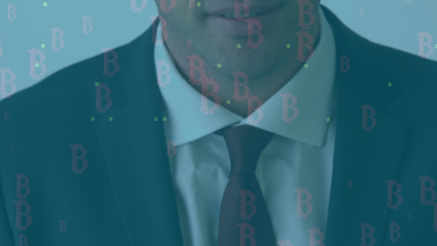 Animation of data processing over caucasian businessman smiling. Global business and digital interface concept digitally generated video. | Shutterstock HD Video #1097224115