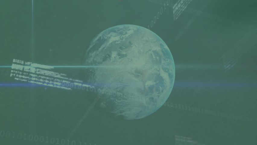 Animation of data processing and globe over dices. Gambling, casino and digital interface concept digitally generated video. - Powered by Shutterstock - Get 15% off with code: PIKWIZARD15