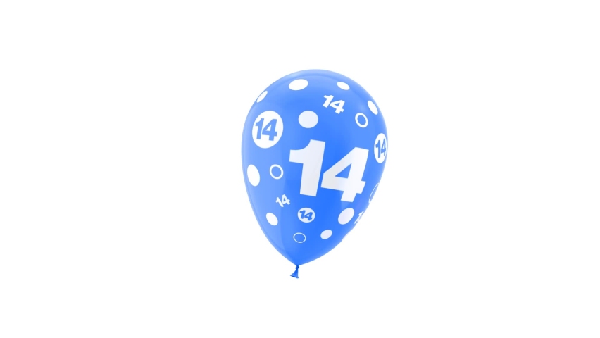Helium Balloon Animation with number 14. Loop Animation. With Green Screen and Alpha Matte Channel. Royalty-Free Stock Footage #1097234899