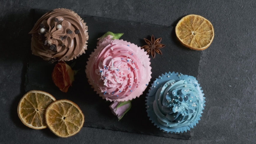 three different cakes on the table closeup
