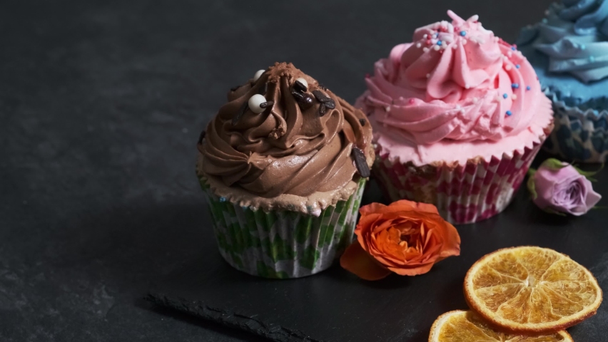 three different cakes on the table closeup