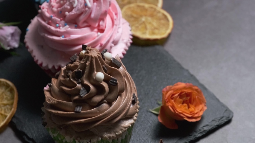 three different cakes on the table closeup